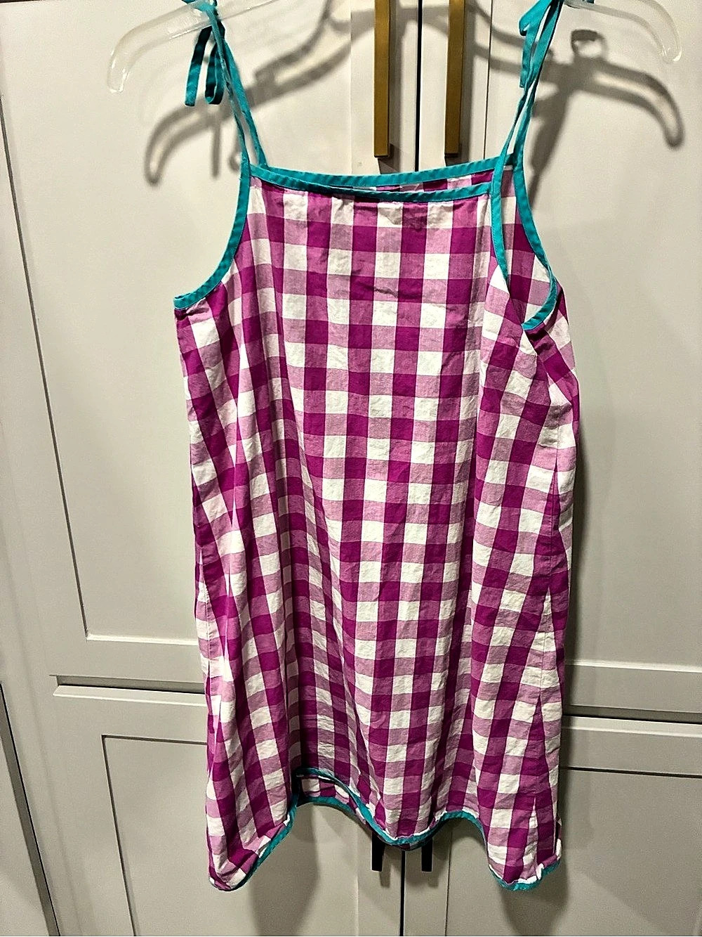 Hanna Andersson Gingham Strap Tie Dress Girls 10